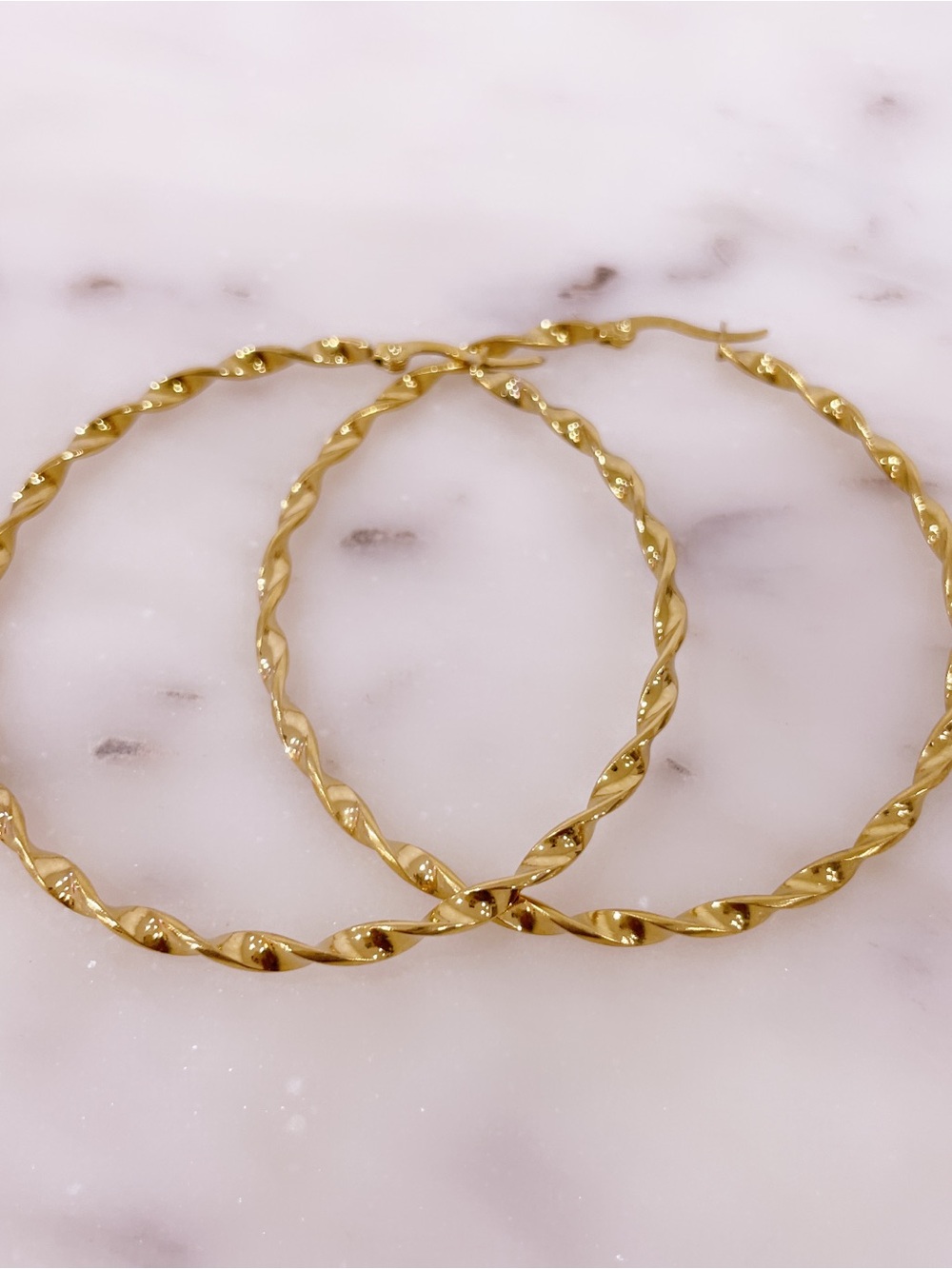 Gold Twisted Hoop Earrings - Elegant Women's Jewelry